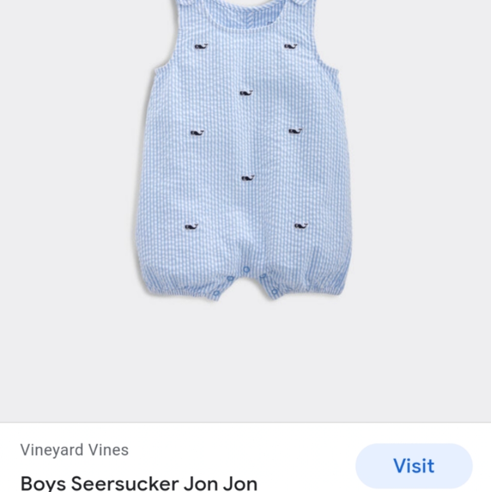 Vineyard Vines baby seersucker romper 3-6mos